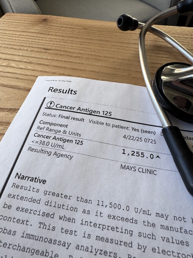 lab results on paper of cancer antigen